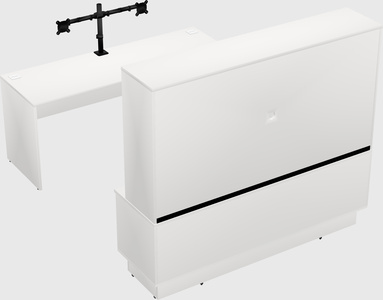 Parallel desk with low credenza