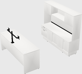Parallel desk with low credenza