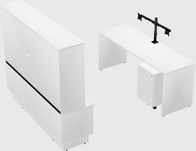 Parallel desk with low credenza