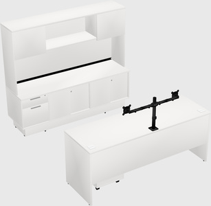 Parallel desk with low credenza
