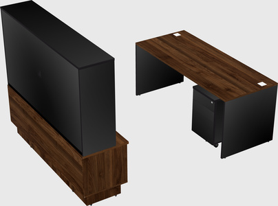 Parallel desk with low credenza