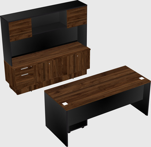 Parallel desk with low credenza