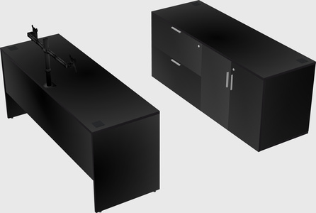 Parallel desk with credenza