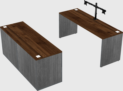 Parallel desk with credenza