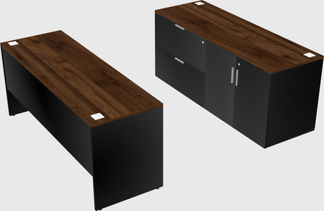Parallel desk with credenza