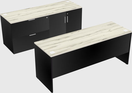 Parallel desk with credenza