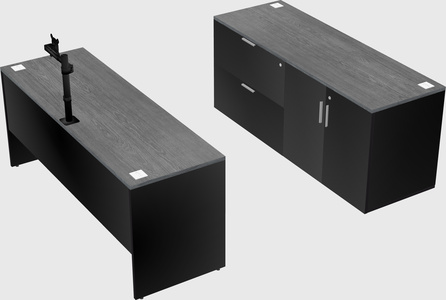 Parallel desk with credenza