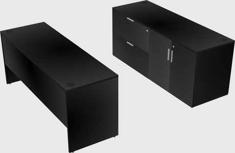 Parallel desk with credenza