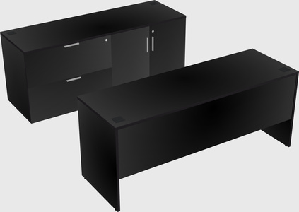 Parallel desk with credenza