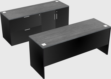 Parallel desk with credenza