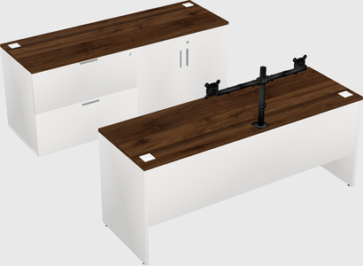 Parallel desk with credenza