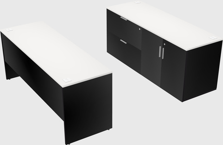 Parallel desk with credenza