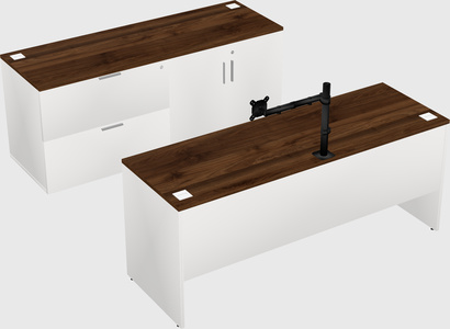 Parallel desk with credenza