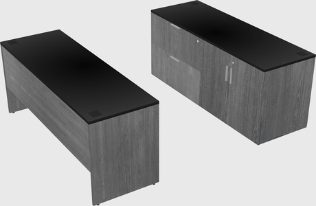 Parallel desk with credenza