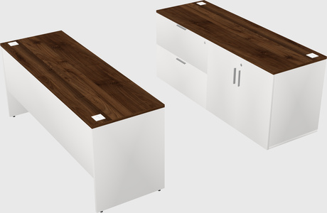 Parallel desk with credenza