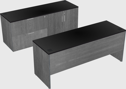 Parallel desk with credenza