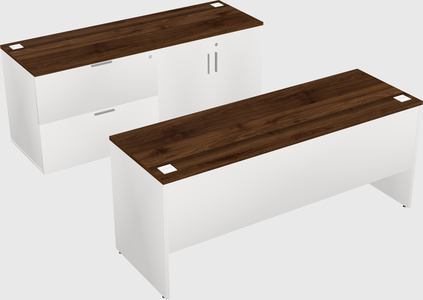 Parallel desk with credenza
