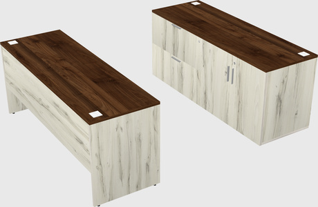 Parallel desk with credenza