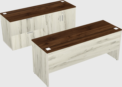 Parallel desk with credenza