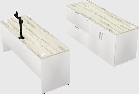 Parallel desk with credenza