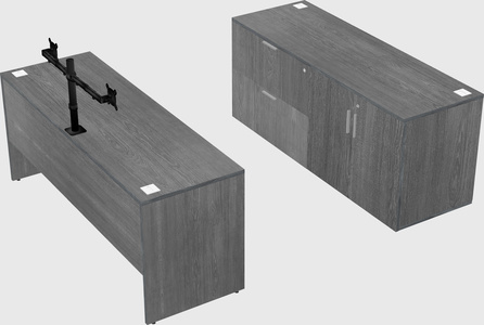 Parallel desk with credenza
