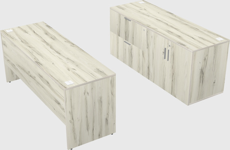 Parallel desk with credenza