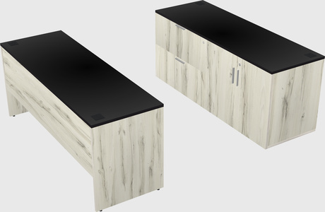 Parallel desk with credenza