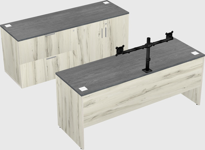 Parallel desk with credenza