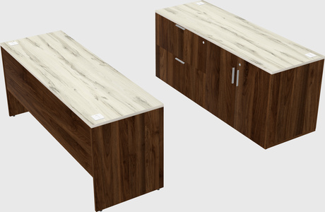 Parallel desk with credenza