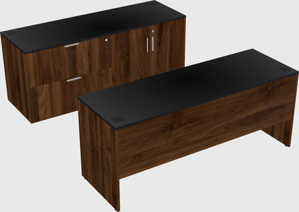Parallel desk with credenza