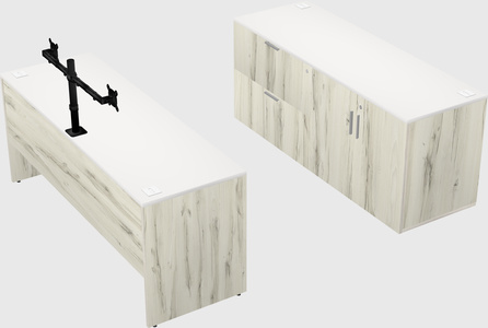 Parallel desk with credenza