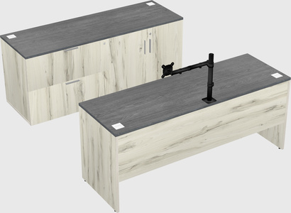 Parallel desk with credenza