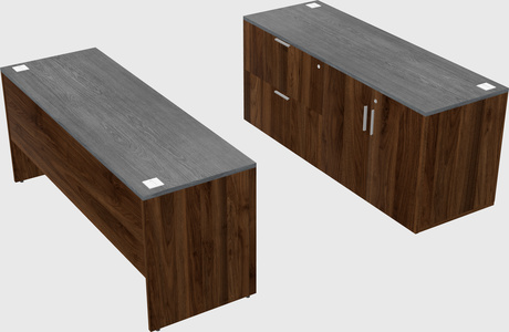 Parallel desk with credenza