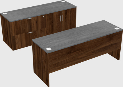 Parallel desk with credenza