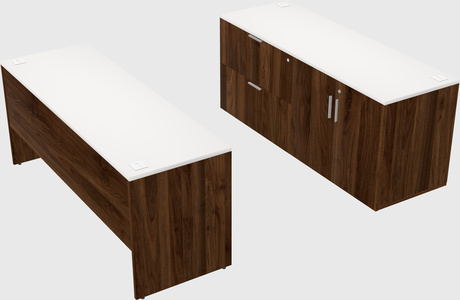 Parallel desk with credenza