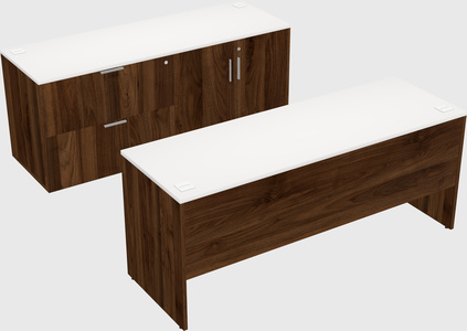Parallel desk with credenza