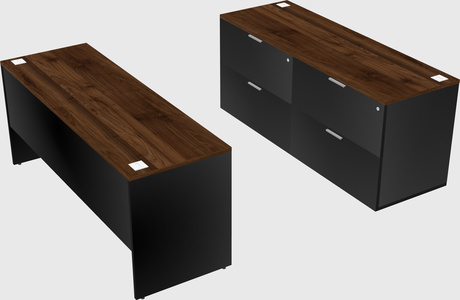 Parallel desk with credenza