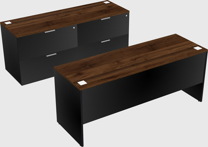 Parallel desk with credenza
