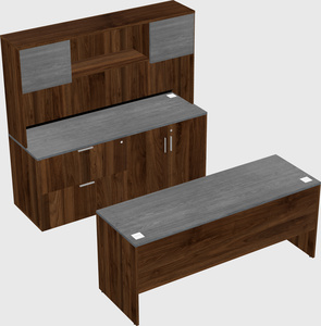 Parallel desk with credenza