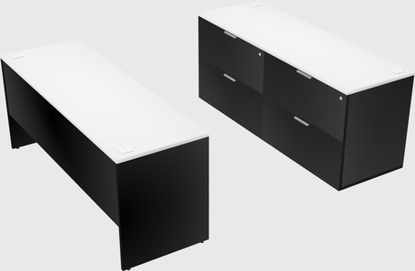 Parallel desk with credenza