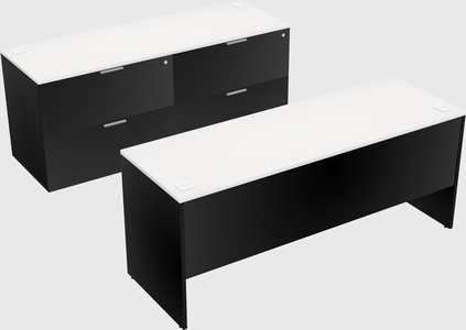 Parallel desk with credenza