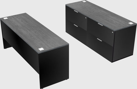 Parallel desk with credenza