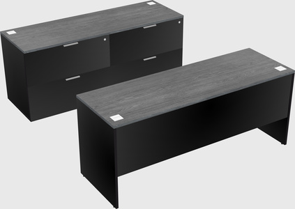 Parallel desk with credenza