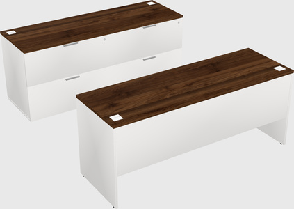 Parallel desk with credenza