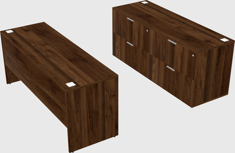 Parallel desk with credenza