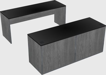 Parallel desk with credenza
