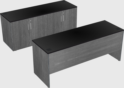 Parallel desk with credenza