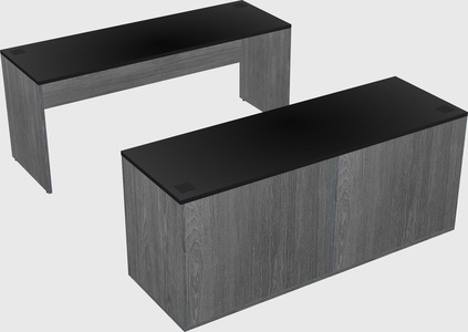 Parallel desk with credenza