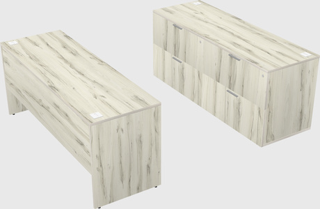 Parallel desk with credenza