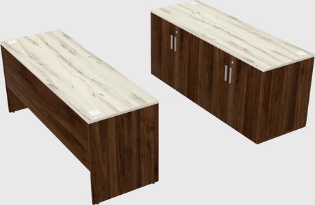 Parallel desk with credenza